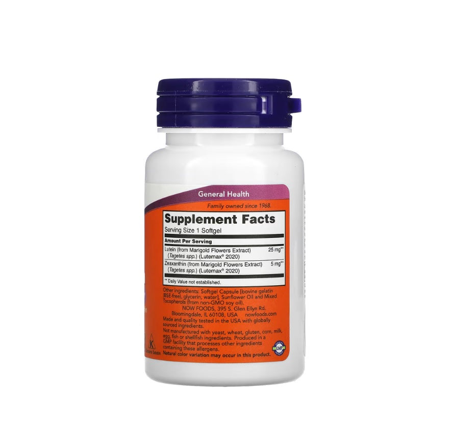 Lutein &amp; Zeaxanthin - 60 softgels - NOW Foods