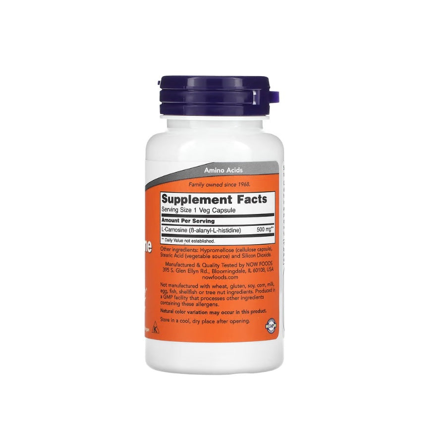 L-Carnosine, 500mg - 50 vcaps - NOW Foods