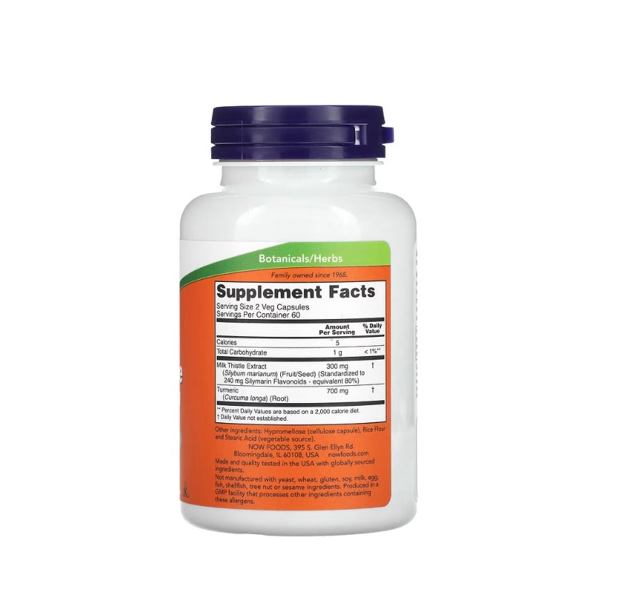 Milk Thistle Extract with Turmeric, 150mg - 120 vcaps - NOW Foods