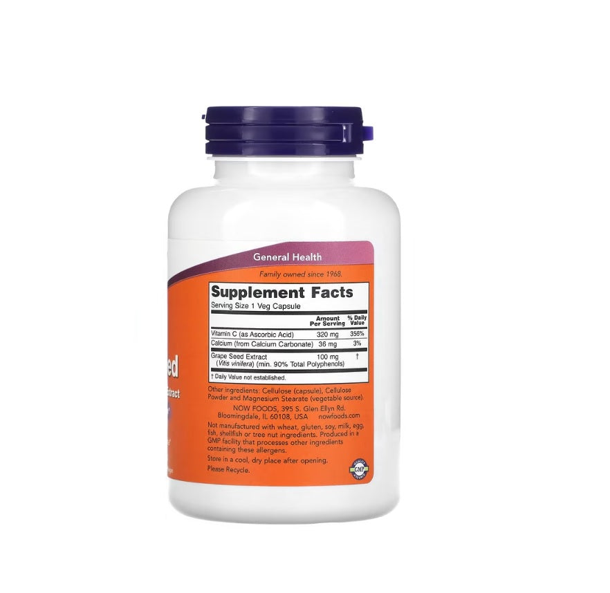 Grape Seed Standardized Extract, 100mg - 200 vcaps - NOW FOODS