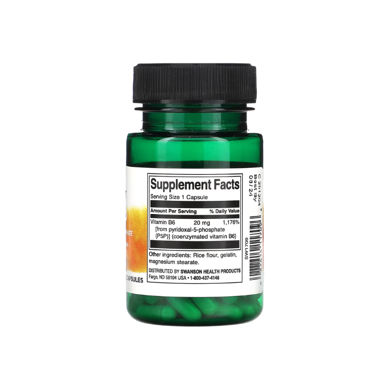 P-5-P (Pyridoxal-5-Phosphate) Coenzymated Vitamin B6, 20mg - 60 caps