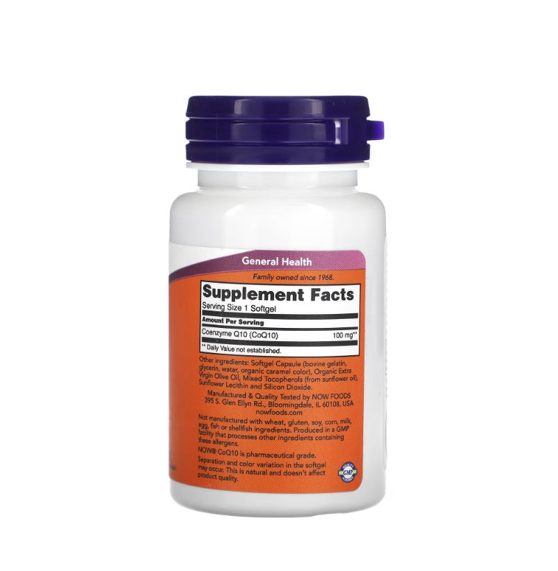 CoQ10, 100mg - 50 softgels - Now Foods