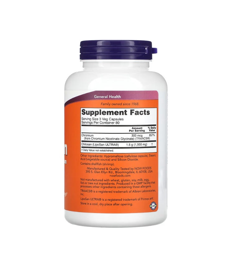 Chitosan, 500mg Plus Chromium - 240 vcaps - Now Foods