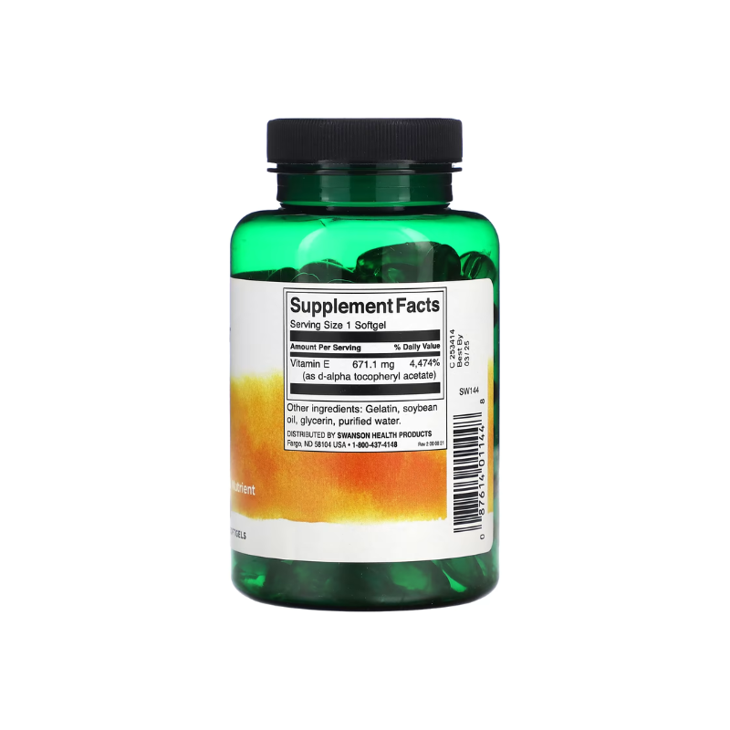 Vitamin E, 1000 IU - 100 softgels - Swanson