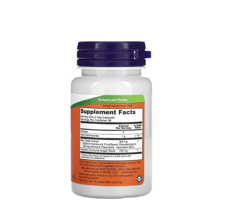 Milk Thistle Extract with Turmeric, 150mg - 60 vcaps - NOW Foods