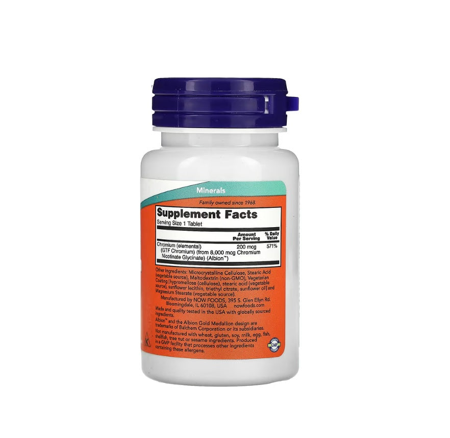 GTF Chromium, 200mcg - 100 tablets - Now Foods