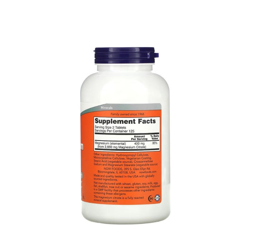 Magnesium Citrate, 200mg - 250 tablets - NOW Foods