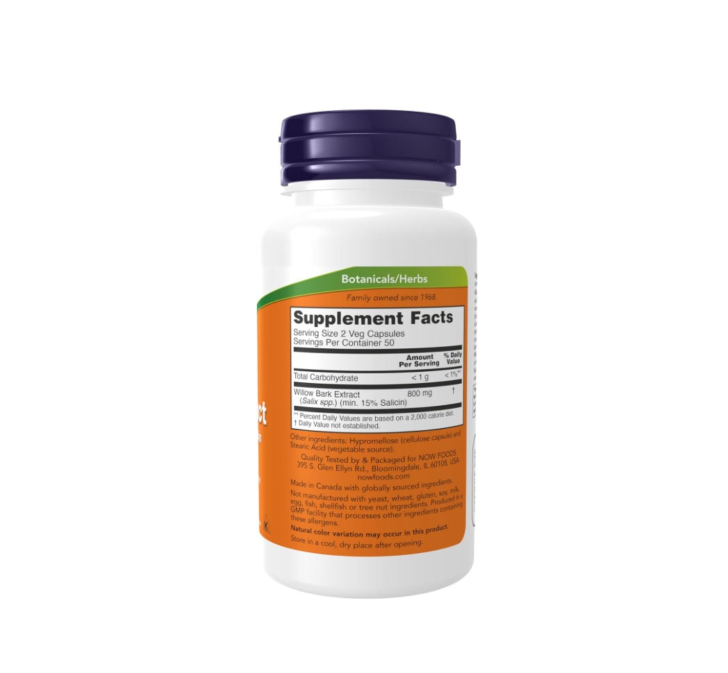 Willow Bark Extract, 400mg - 100 caps - NOW Foods