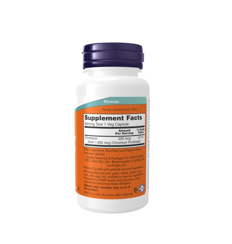 Chromium Picolinate, 200mcg - 100 vcaps - Now Foods