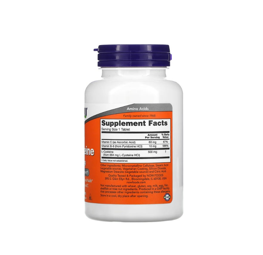 L-Cysteine, 500mg - 100 tablets&nbsp;- NOW Foods