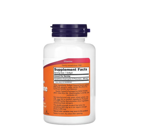 Pantethine, 600mg Double Strength - 60 softgels - NOW Foods