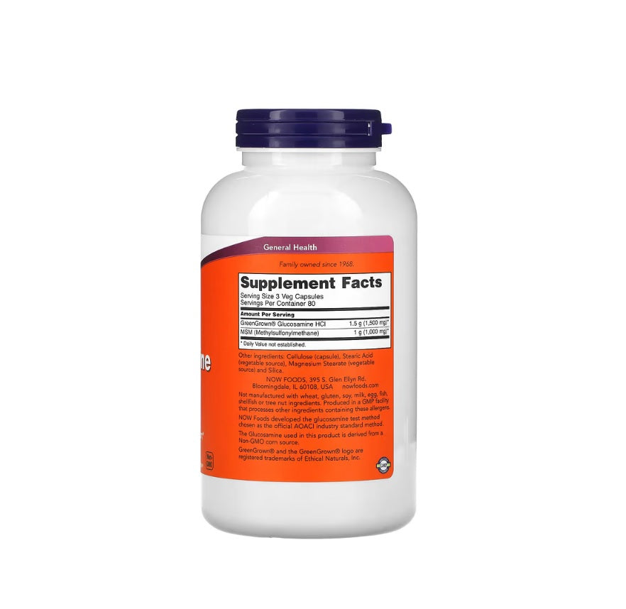 Glucosamine &amp; MSM Vegetarian - 240 vcaps - NOW Foods