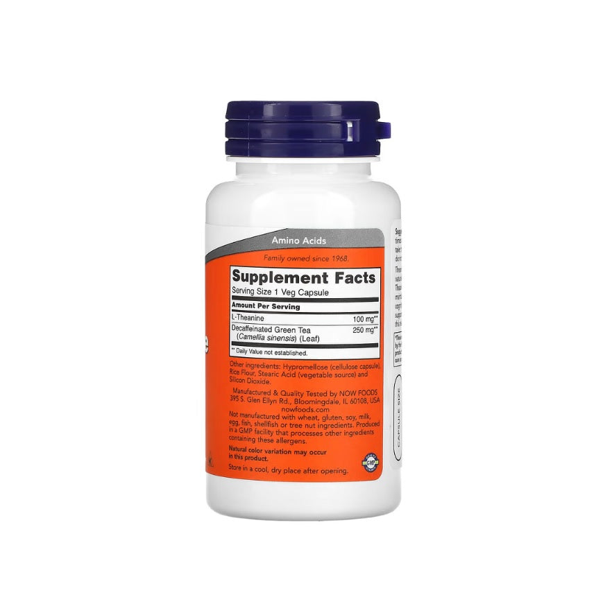 L-Theanine with Decaf Green Tea, 100mg - 90 vcaps - NOW Foods