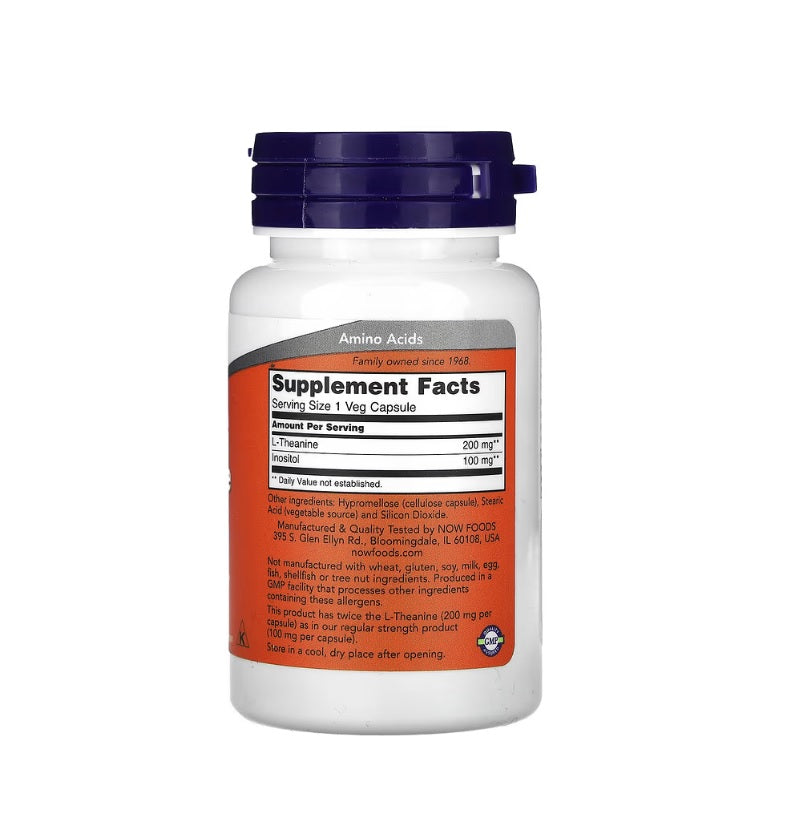 Double Strength L-Theanine, 200mg - 60 vcaps - Now Foods