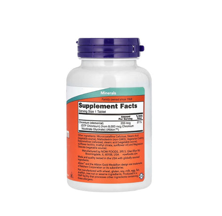 GTF Chromium, 200mcg - 250 tablets - Now Foods