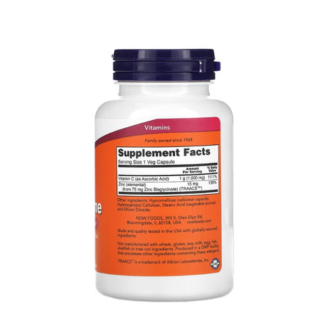 C-1000 Zinc Immune - 90 vcaps - Now Foods