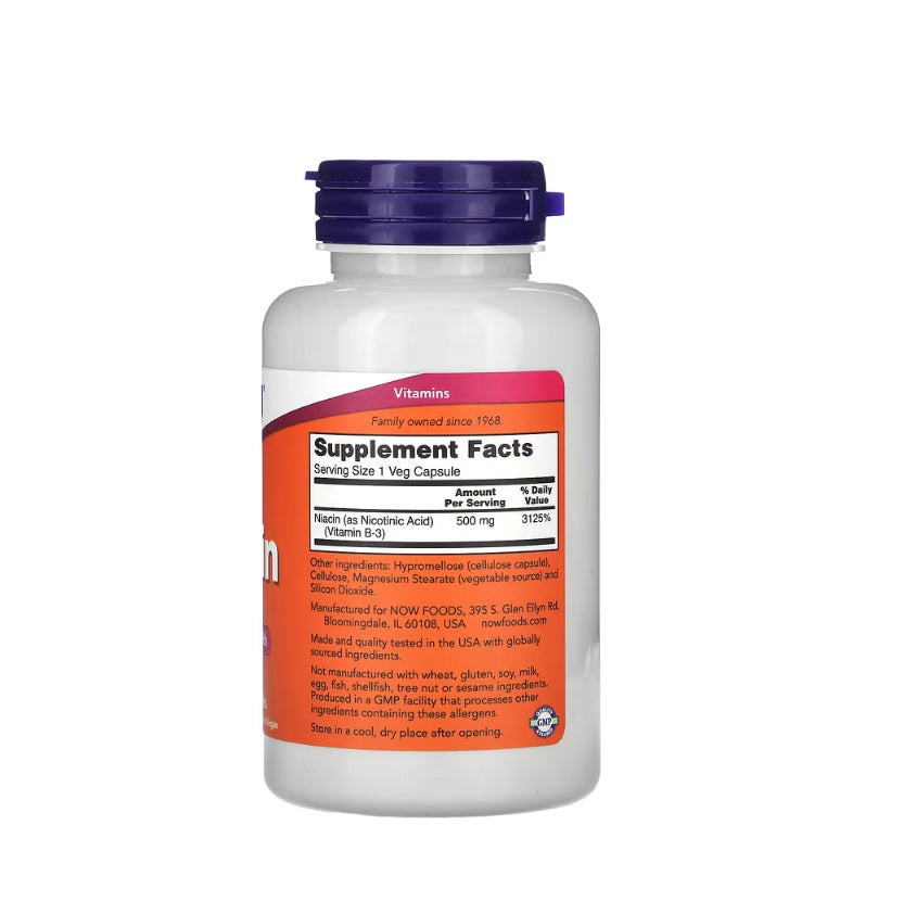 Niacin, 500mg - 100 caps - NOW Foods