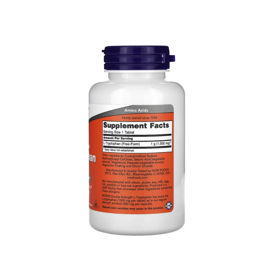 L-Tryptophan, 1000mg Double Strength - 60 tablets - NOW Foods