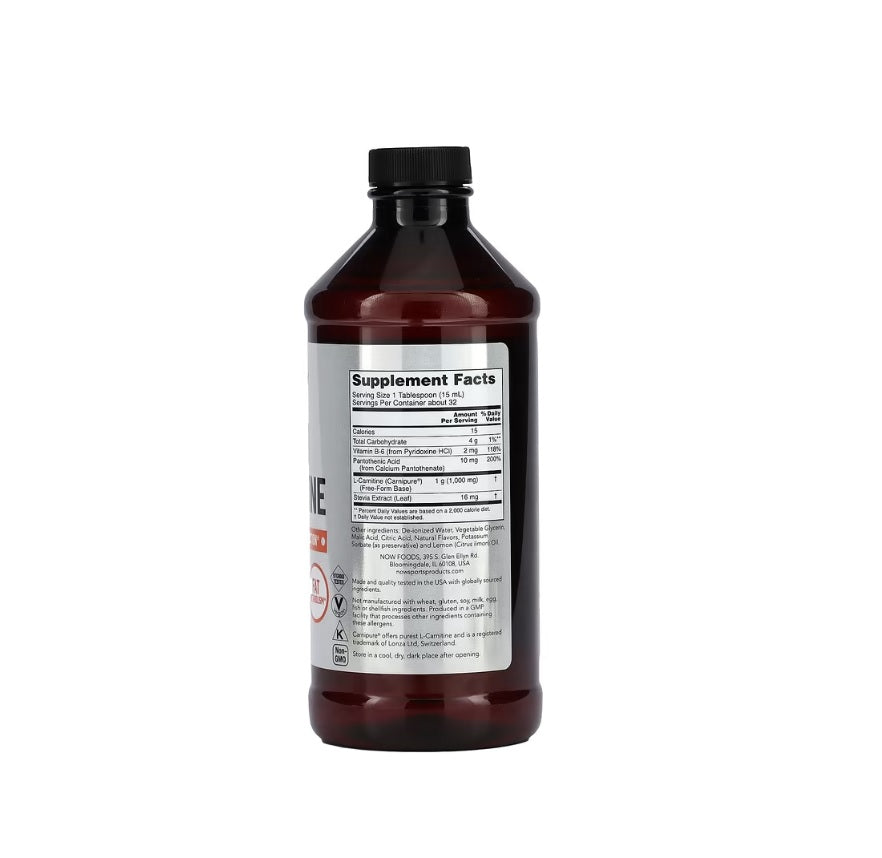 L-Carnitine Liquid, 1000mg Citrus Flavor - 473 ml.&nbsp;- NOW Foods