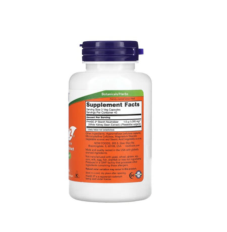 Phase 2 - White Kidney Bean Extract, 500mg - 120 vcaps - NOW Foods