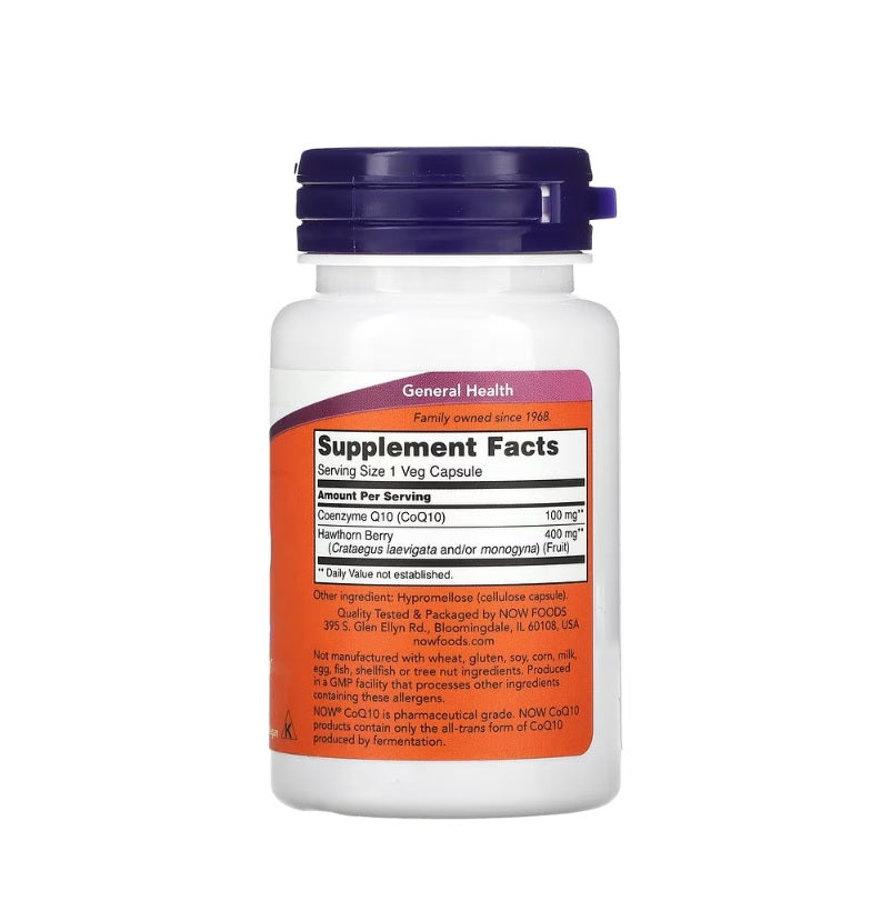 CoQ10 with Hawthorn Berry, 100mg - 30 vcaps - Now Foods