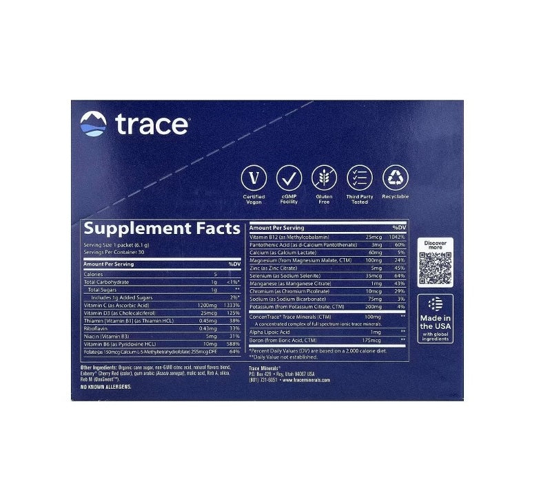 Electrolyte Stamina Power Pak, Cranberry - 30 packets - Trace Minerals