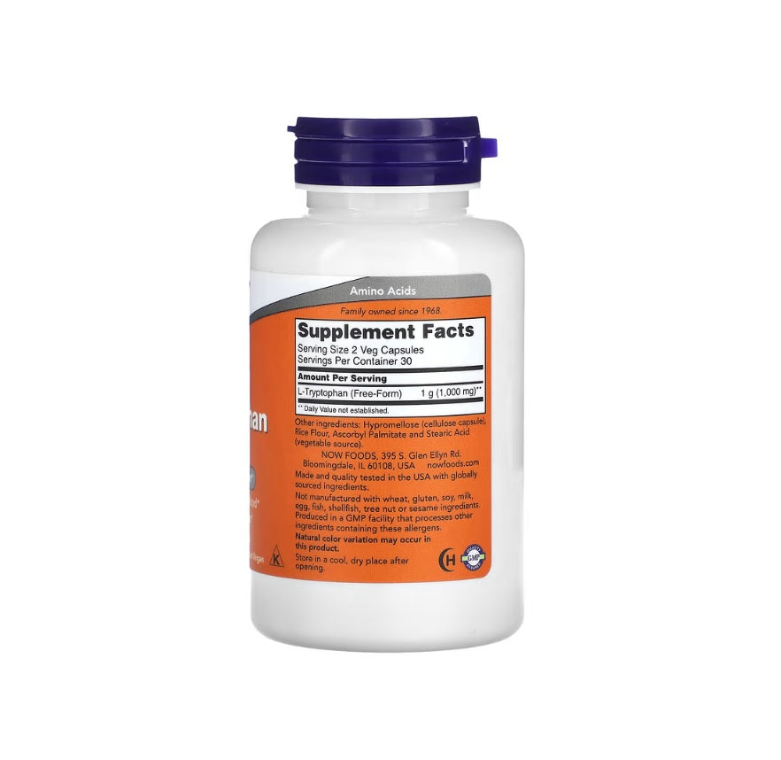 L-Tryptophan, 500mg - 60 vcaps - NOW Foods