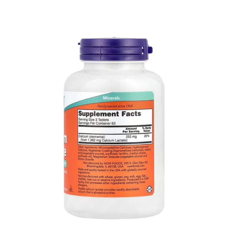 Calcium Lactate - 250 tablets - Now Foods