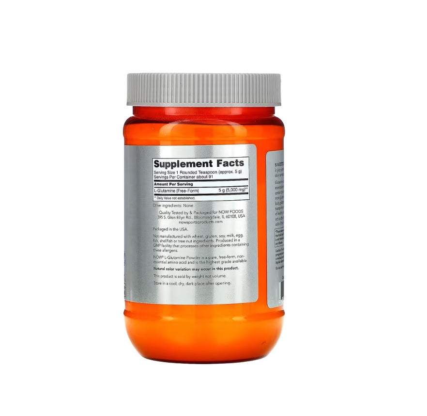 L-Glutamine, 5000mg (Powder) - 454 grams - NOW Foods