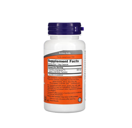 L-Carnitine, 500mg - 60 vcaps&nbsp;- NOW Foods