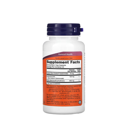 Hyaluronic Acid with MSM, 50mg - 60 vcaps&nbsp;- NOW Foods