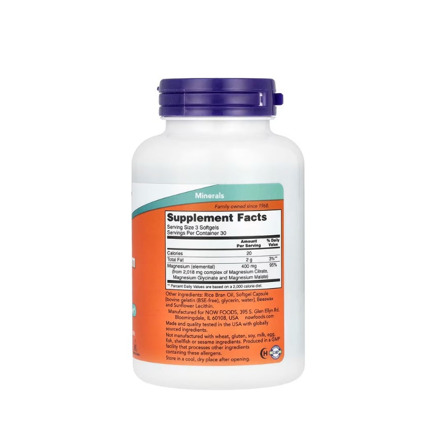 Magnesium Citrate Softgels - 190 softgels - Now Foods