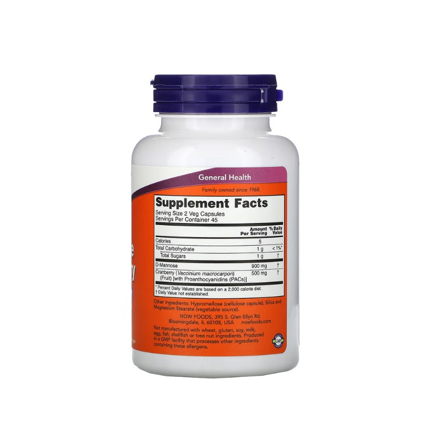 Mannose Cranberry - 90 vcaps - NOW Foods