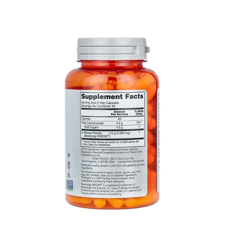 D-Ribose, 750mg - 120 vcaps - Now Foods