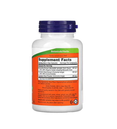 Boswellia Extract Plus Turmeric Root Extract, 250mg - 120 vcaps - NOW Foods