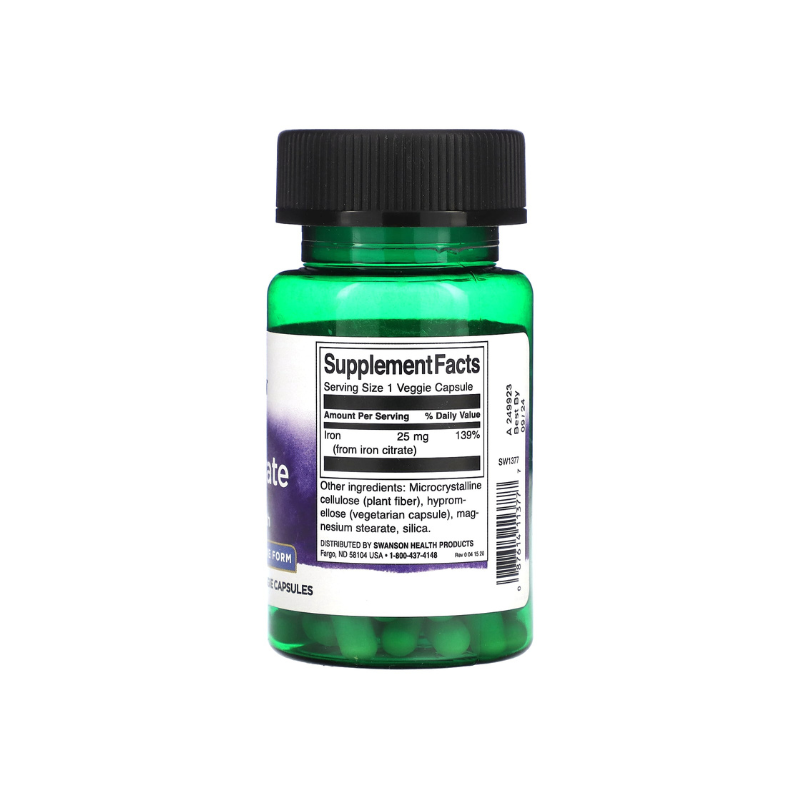 Iron Citrate, 25mg - 60 vcaps - Swanson