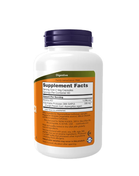 Betaine HCl, 648mg - 120 vcaps - NOW Foods