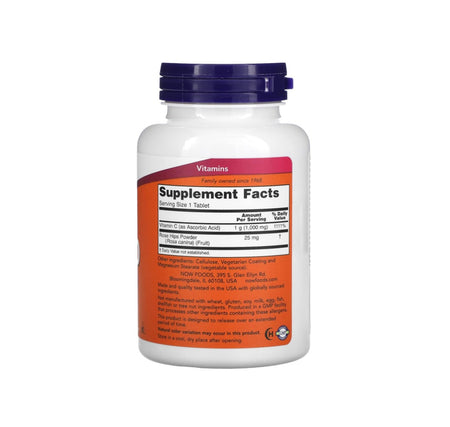 Vitamin C-1000 with Rose Hips - Sustained Release - 100 tablets - NOW Foods