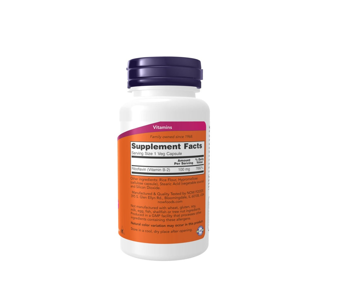 Vitamin B-2 Riboflavin, 100mg - 100 vcaps - Now Foods&nbsp;