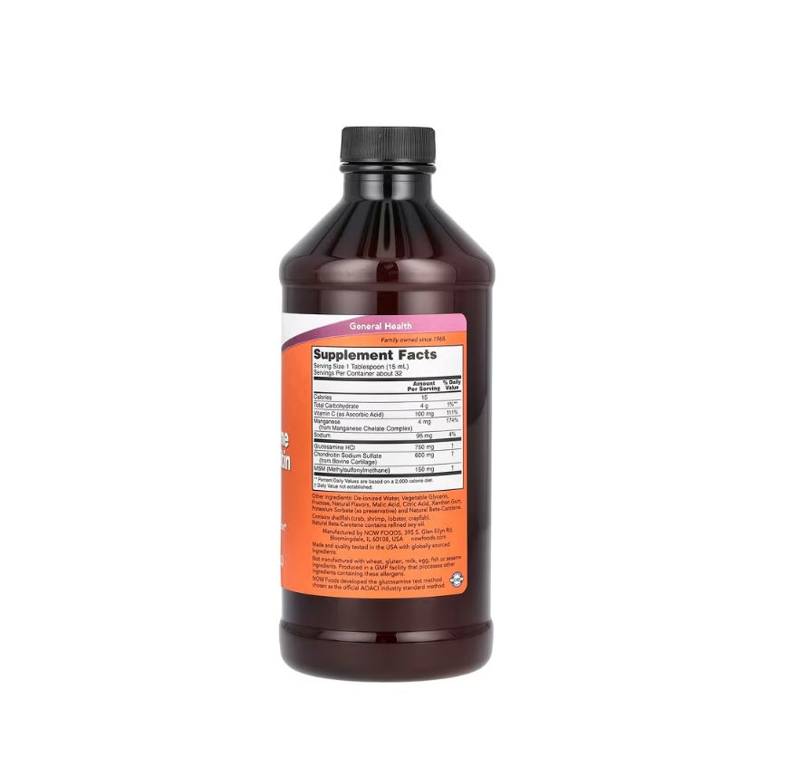 Glucosamine &amp; Chondroitin with MSM Liquid - 473ml. - NOW Foods