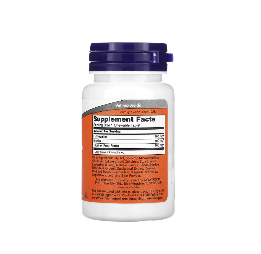 L-Theanine with Inositol and Taurine, 100mg - 90 chewables - Now Foods