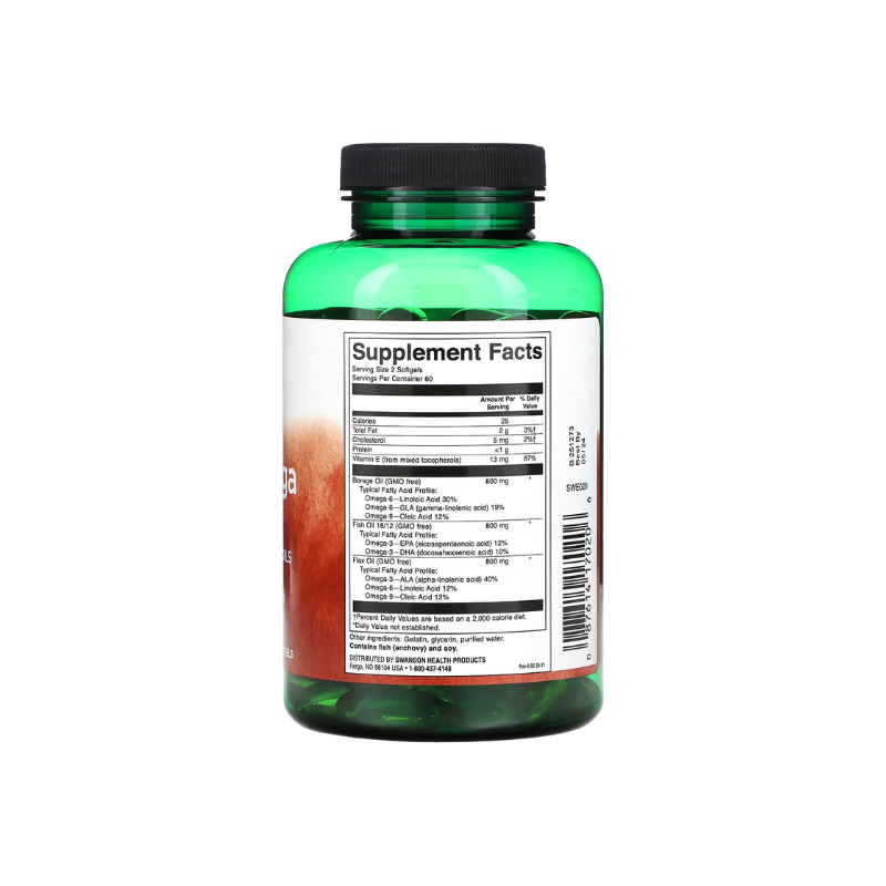 MultiOmega 3-6-9 - Flax &amp; Borage &amp; Fish Oils - 120 softgels -Swanson