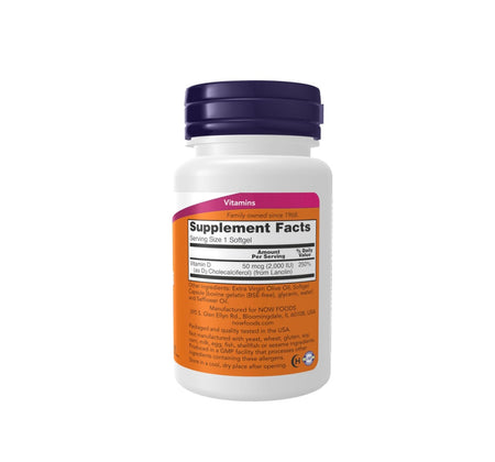 Vitamin D-3, 2000 IU - 120 softgels - NOW Foods