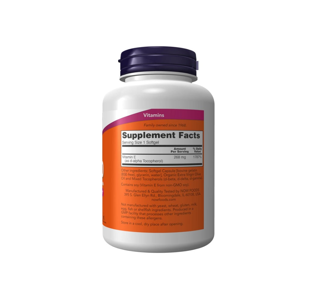 Vitamin E-400 - Natural (Mixed Tocopherols) - 250 softgels - NOW Foods