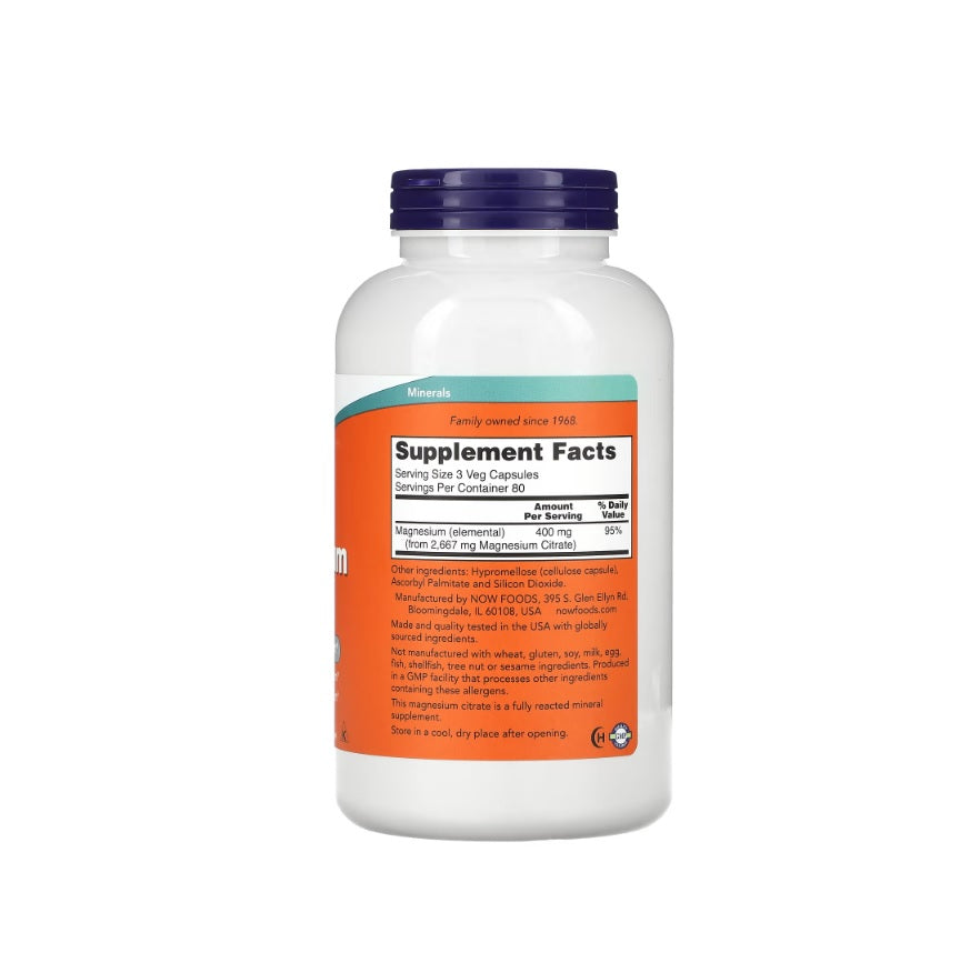 Magnesium Citrate, 400mg - 240 vcaps - NOW FOODS