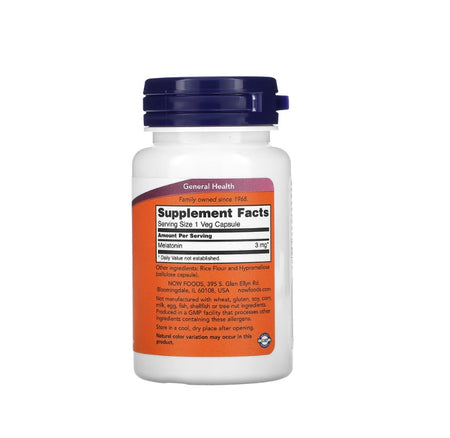 Melatonin, 3mg - 60 vcaps - NOW Foods