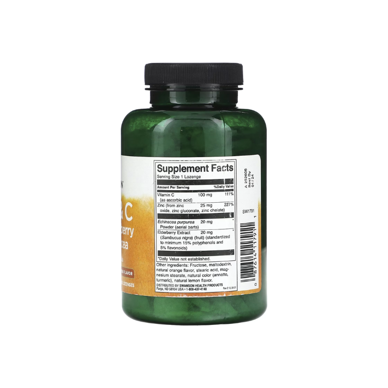 Zinc &amp; C with Elderberry &amp; Echinacea, Orange &amp; Lemon - 200 lozenges - Swanson