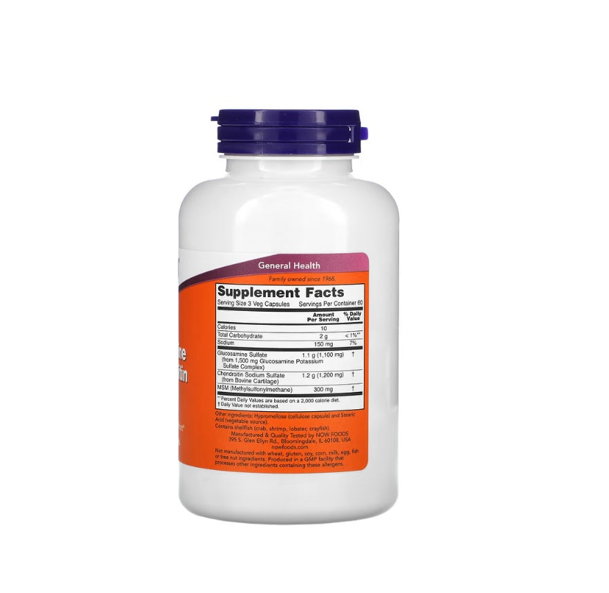 Glucosamine &amp; Chondroitin with MSM - 180 caps - NOW Foods