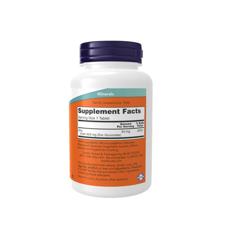 Zinc, 50mg - 250 tablets - Now Foods