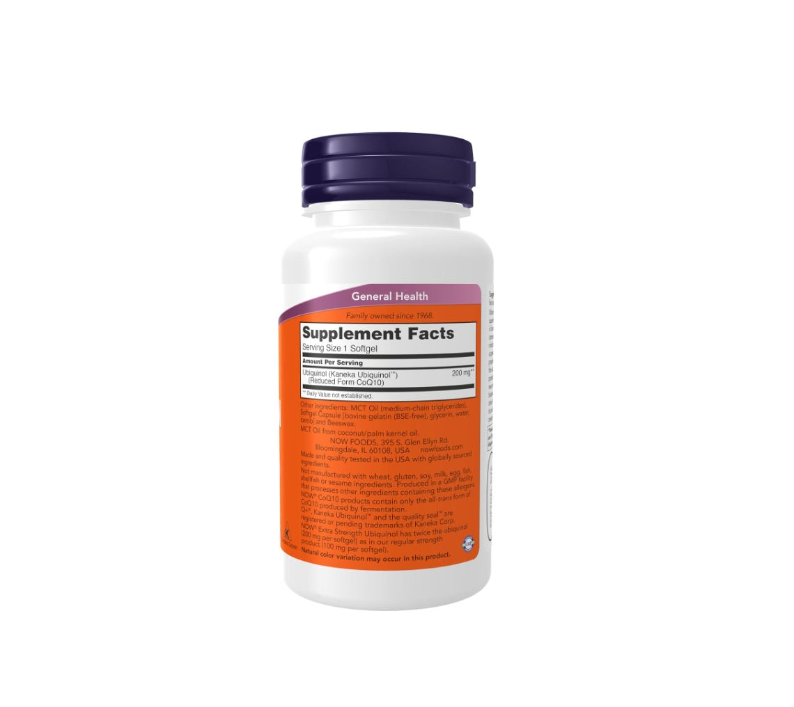 Ubiquinol 200mg - 60 softgels - NOW Foods